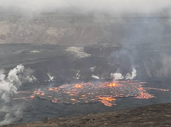 A lava lake overflows at Kilauea.
