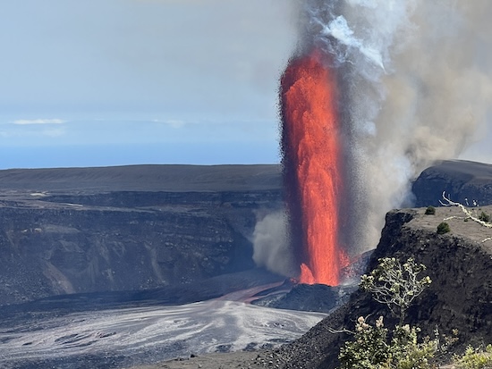 Lava fountain in progress at Kilauea