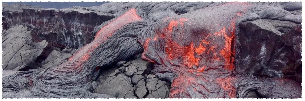 A flow of molten lava.
